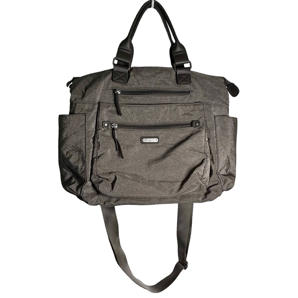 Baggallini Gray Nylon Travel Tote Bag Crossbody Backpack Luggage Trolley Sleeve